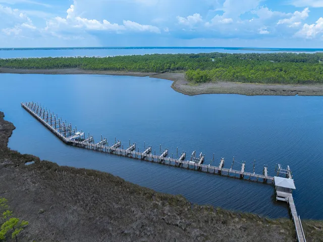 an aerial view of a house with a garden