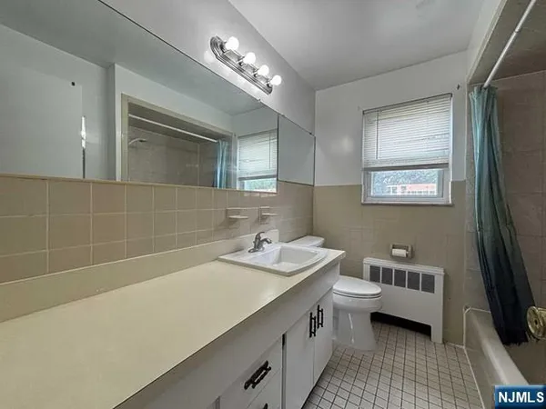 a bathroom with a double vanity sink a toilet a mirror and shower
