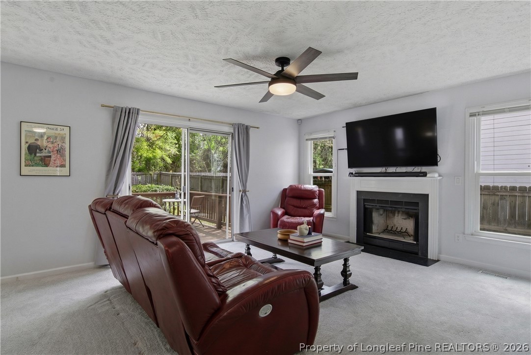 1837 Nuthatch Road Fayetteville, NC 28304 - Photo 11 of 43 a living room with furniture a fireplace and a flat screen tv