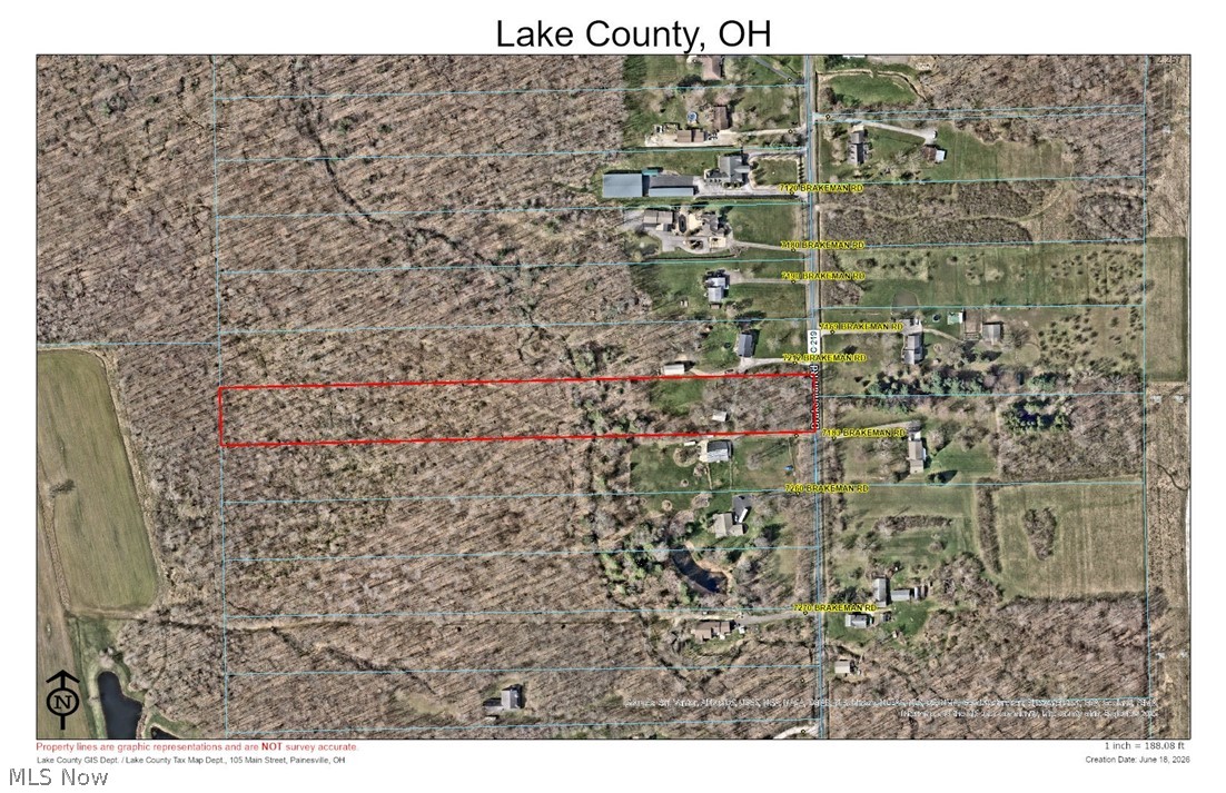 7250 Brakeman Road Painesville, OH 44077 - Photo 2 of 17 Property Survey. Presenting an aerial depiction of the property within Lake County, OH