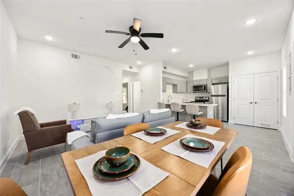 a living room with furniture