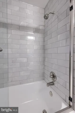 a bathroom with a bathtub