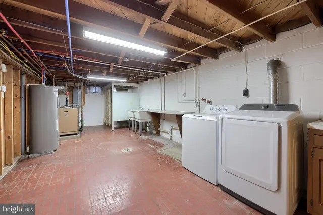 a view of a storage & utility room with racks