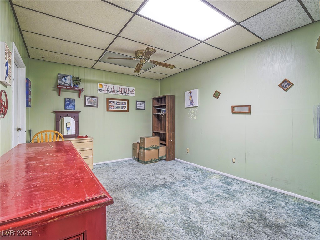 846 Fairview Drive Henderson, NV 89015 - Photo 35 of 39 Office featuring a ceiling fan, carpet flooring, and a drop ceiling
