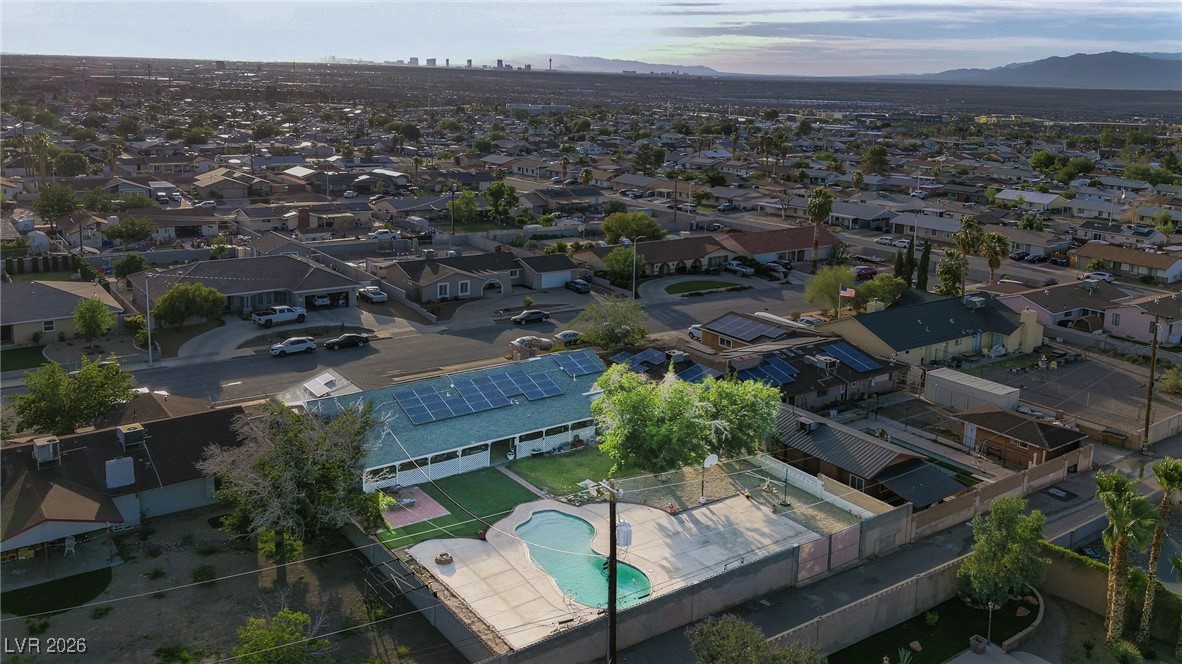 846 Fairview Drive Henderson, NV 89015 - Photo 5 of 39 Aerial view of a pool area and a mountainous background