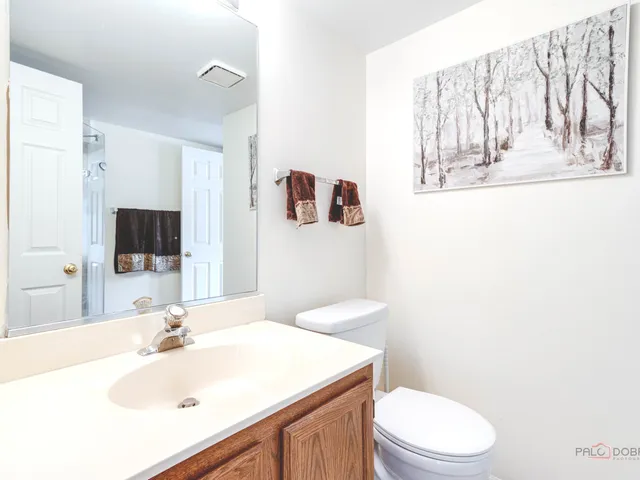 a bathroom with a sink a toilet and mirror
