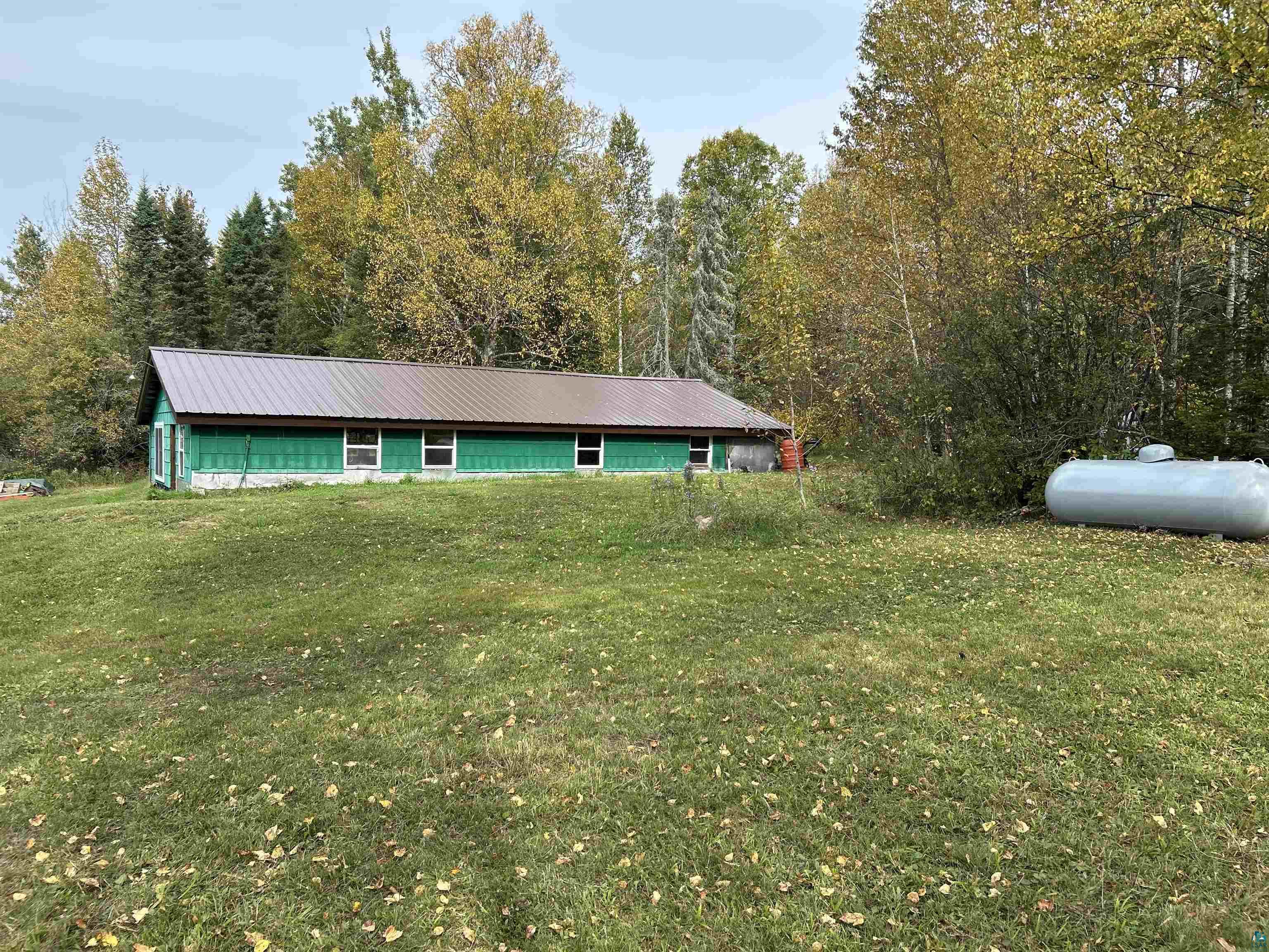 4184 Bergstrom Road Two Harbors, MN 55616 - Photo 3 of 20 View of front of home with a metal roof, a front lawn, and a forest view