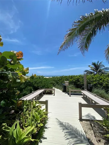 a view of a terrace with a garden