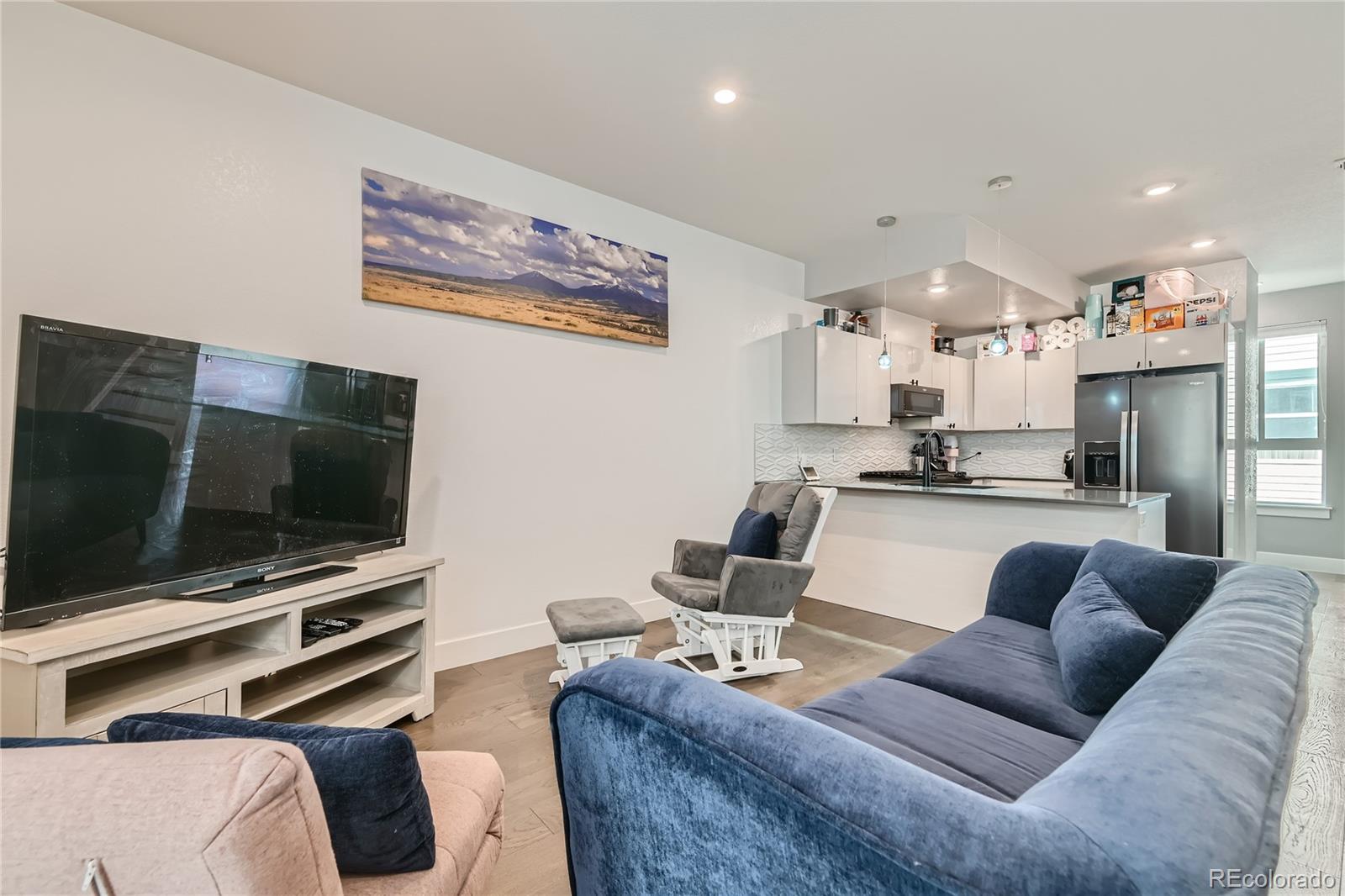 1284 Stuart Street Denver, CO 80204 - Photo 18 of 43 a living room with furniture and a flat screen tv