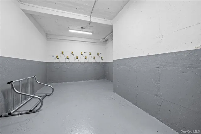 a view of a room with rack on the wall