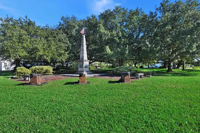 a garden view with a sitting space