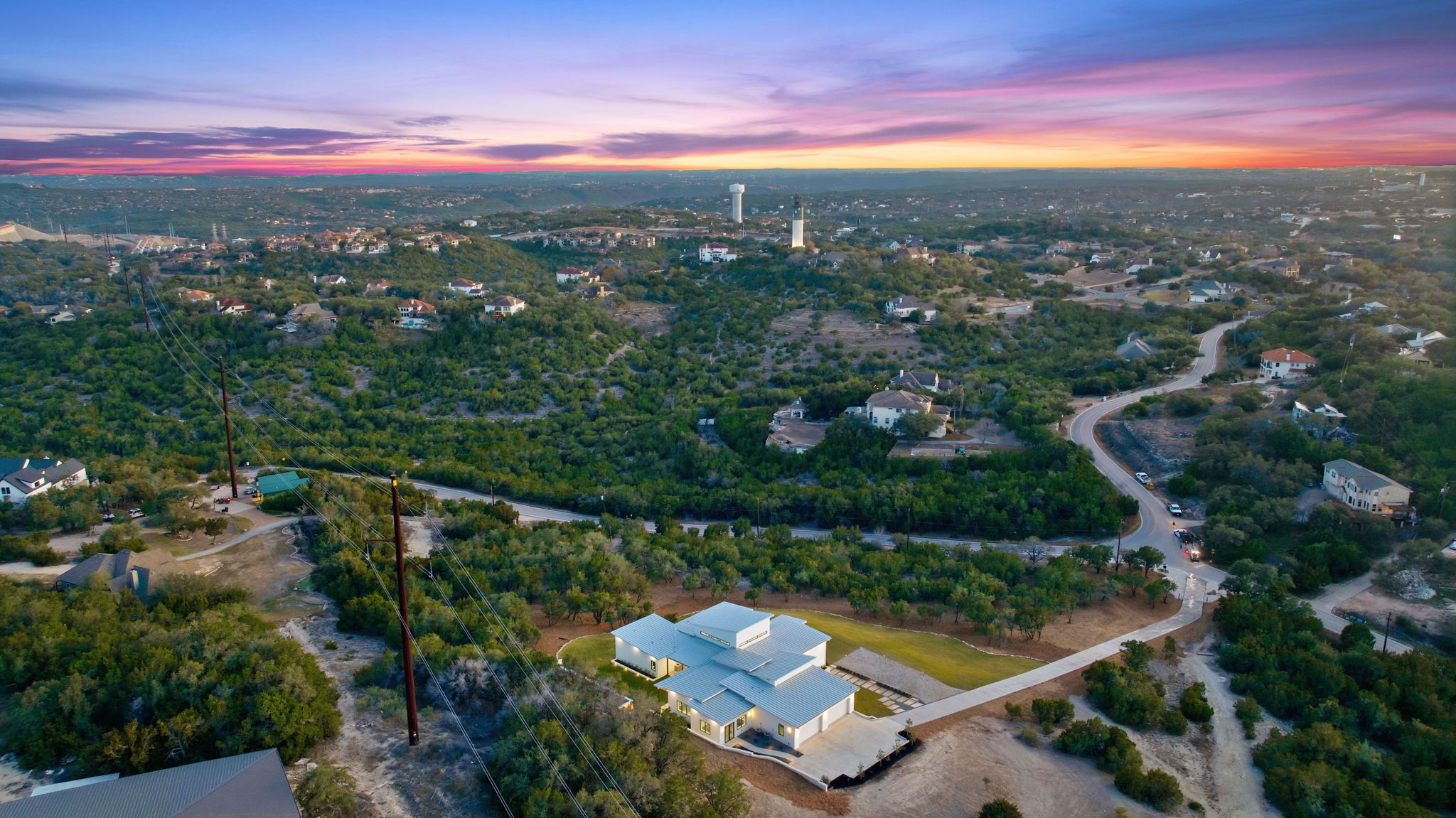 15400 Watumba Road Austin, TX 78734 - Photo 37 of 39 an aerial view of residential houses with outdoor space and ocean view