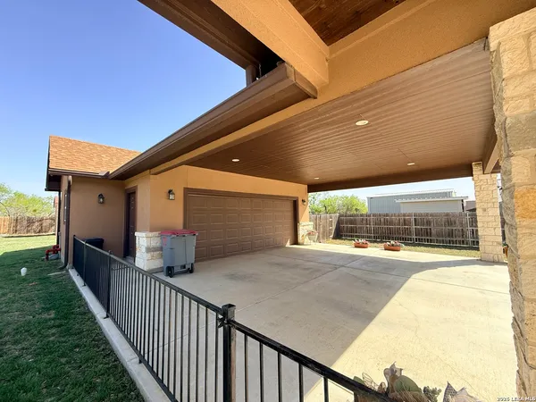 a bathroom with a sink and a yard