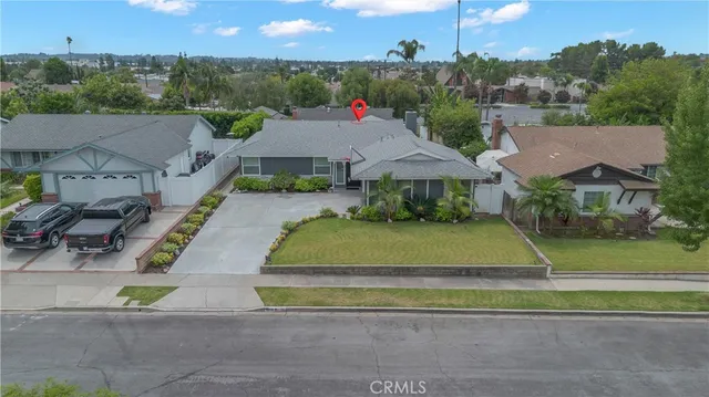 an aerial view of a house