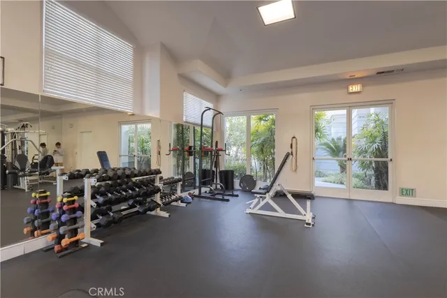 a view of a room with gym equipment