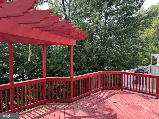 a view of a wooden deck