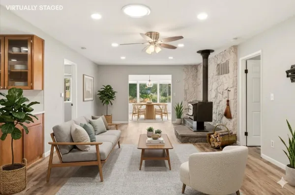 a view of livingroom with furniture and wooden floor