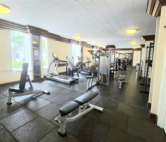 a view of a room with gym equipment