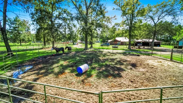 a living room with furniture gym equipment and a large window