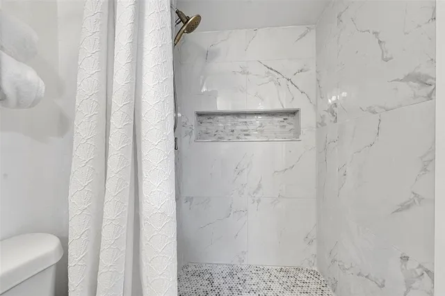a bathroom with a shower
