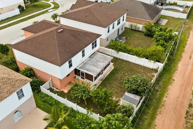 an aerial view of a house
