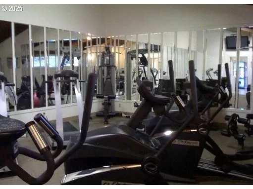 a room with lots of gym equipment