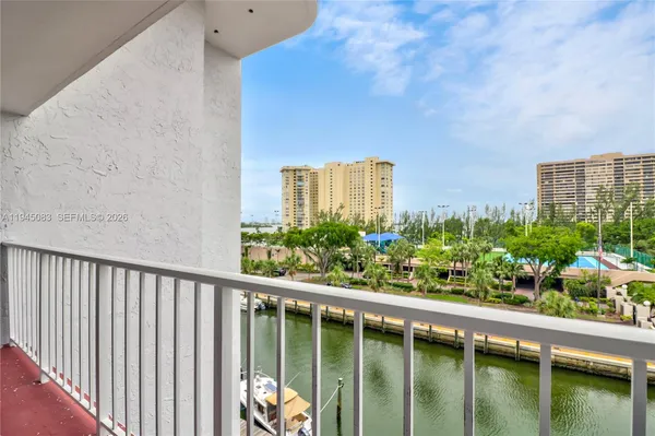 a view of a balcony with lake view