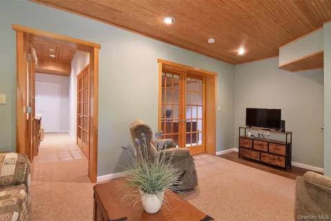 a view of a wooden deck