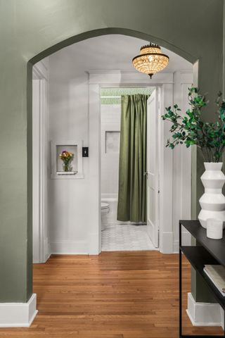 a view of entryway with wooden floor