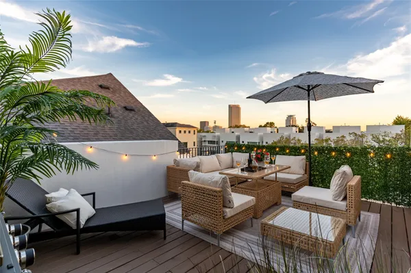 a terrace view with seating space