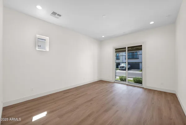 an empty room with windows