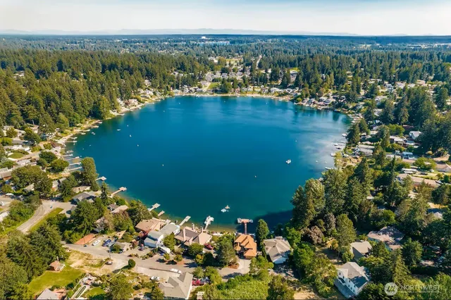 a view of a lake with a mountain view