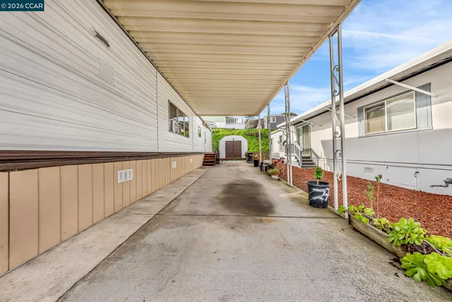 a view of backyard with a garden and entertaining space