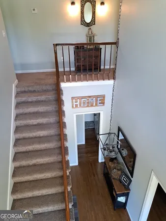 a view of entryway with wooden floor