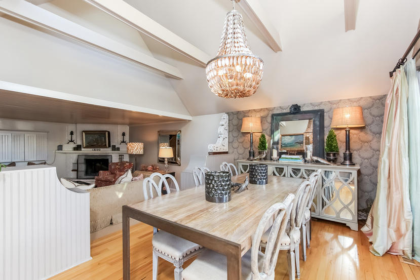 4 Rocky Point Road Rowayton, CT 06853 - Photo 5 of 20 a view of a dining room with furniture a chandelier and wooden floor