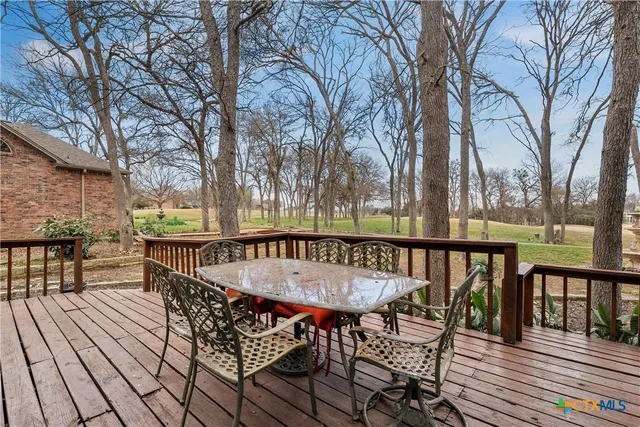 a view of a yard with a large tree