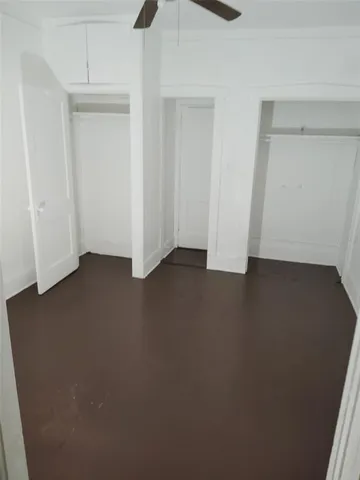 an empty room with a door