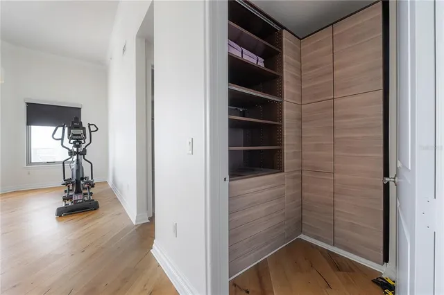 a view of a glass door