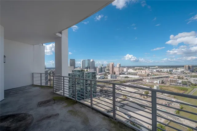 a view of city from balcony