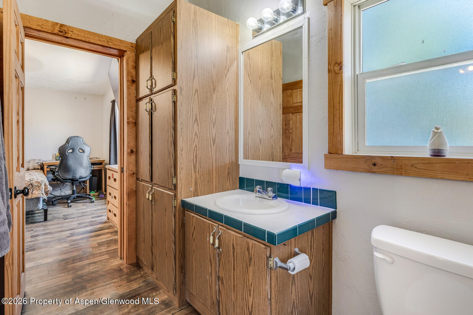 2880 County Road 233 Rifle, CO 81650 - Photo 22 of 47 a bathroom with a sink a toilet and mirror