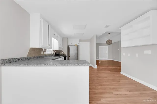 a view of a kitchen counter top space