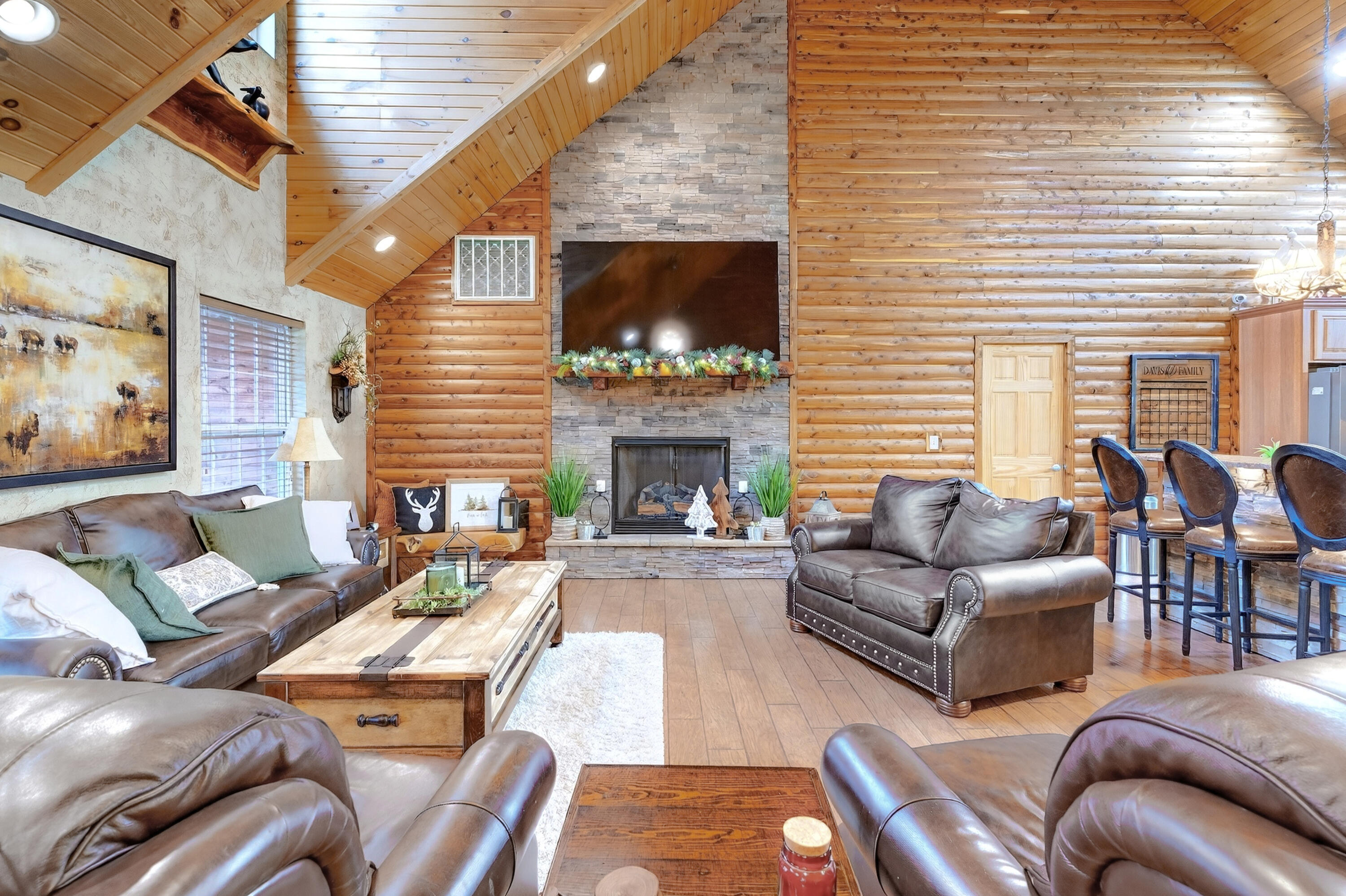Cozy living space with fireplace