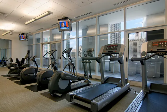a view of a room with gym equipment