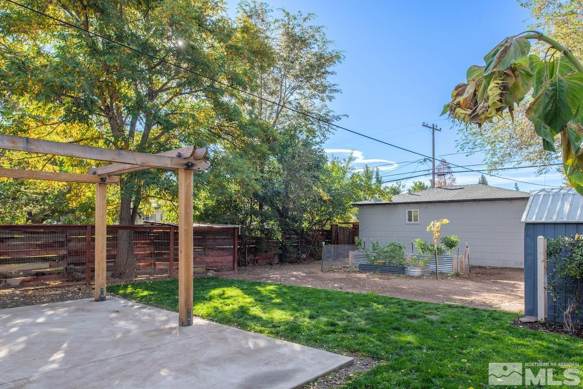 624 Thoma Street Reno, NV 89502 - Photo 15 of 40 a view of a patio with table and chairs potted plants and palm tree