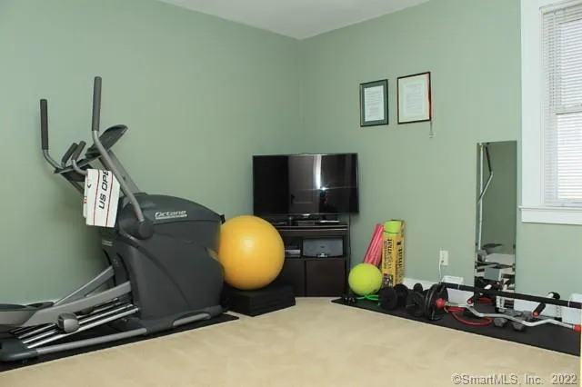 a room with gym equipment