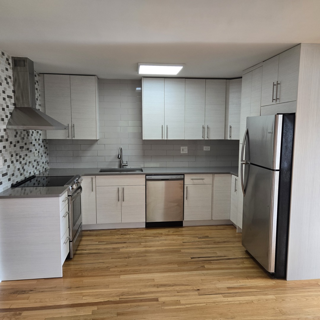 1817 West Touhy Avenue, Unit 2E Park Ridge, IL 60068 - Photo 5 of 19 a kitchen with granite countertop a refrigerator and a sink