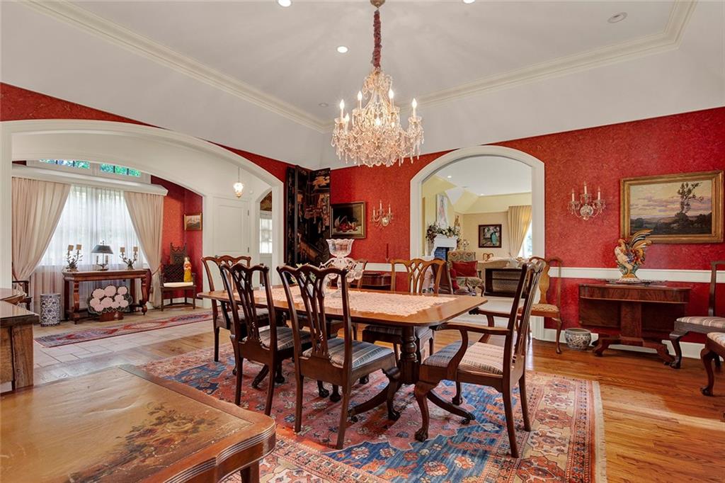 274 Rector Road Rector, PA 15677 - Photo 19 of 50 a view of a dining room with furniture a chandelier and wooden floor