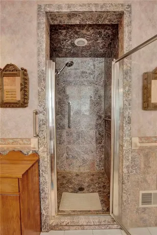 a bathroom with a shower