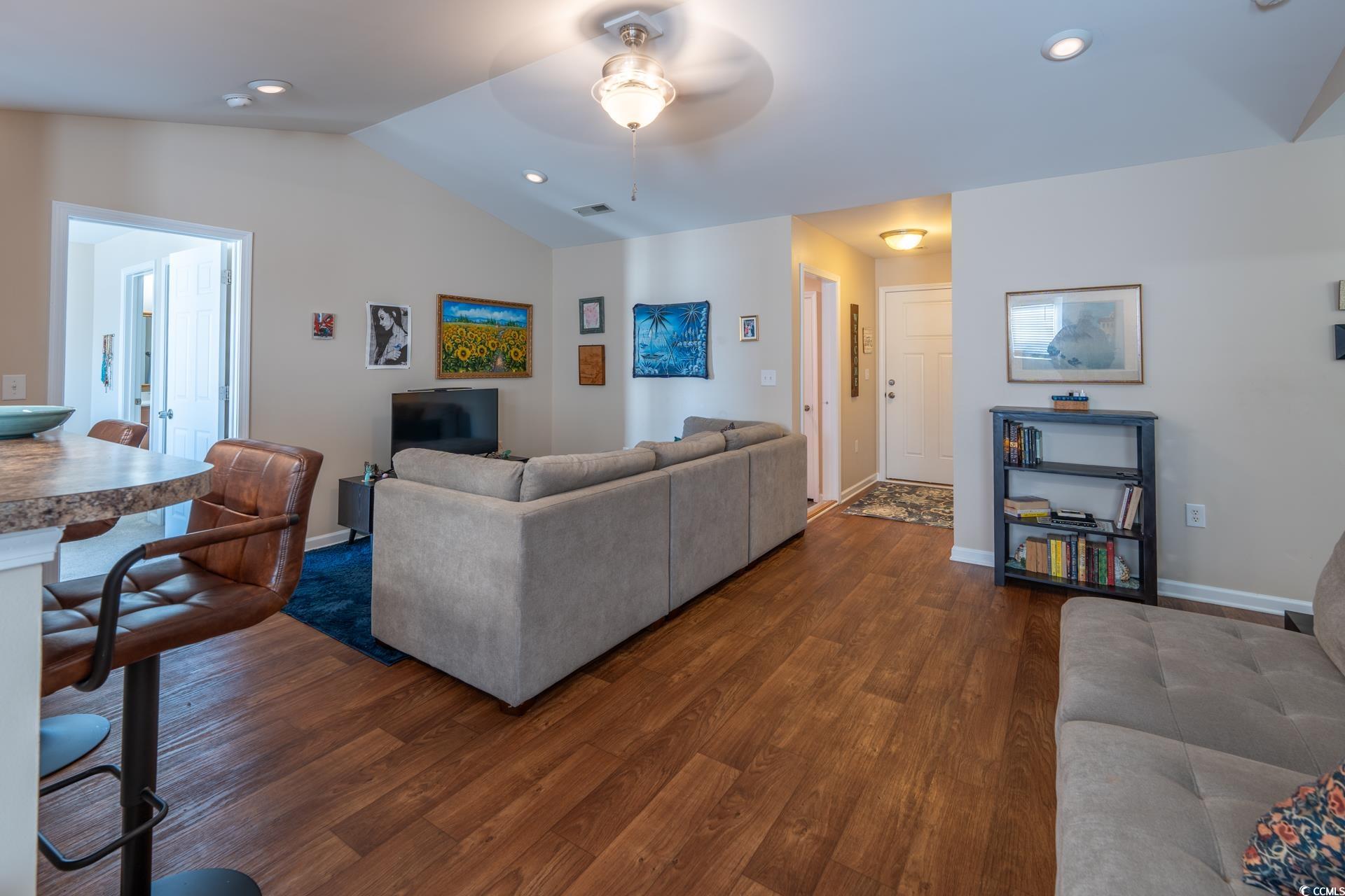801 Benchmade Road Conway, SC 29527 - Photo 7 of 35 Living room featuring lofted ceiling, dark wood-ty