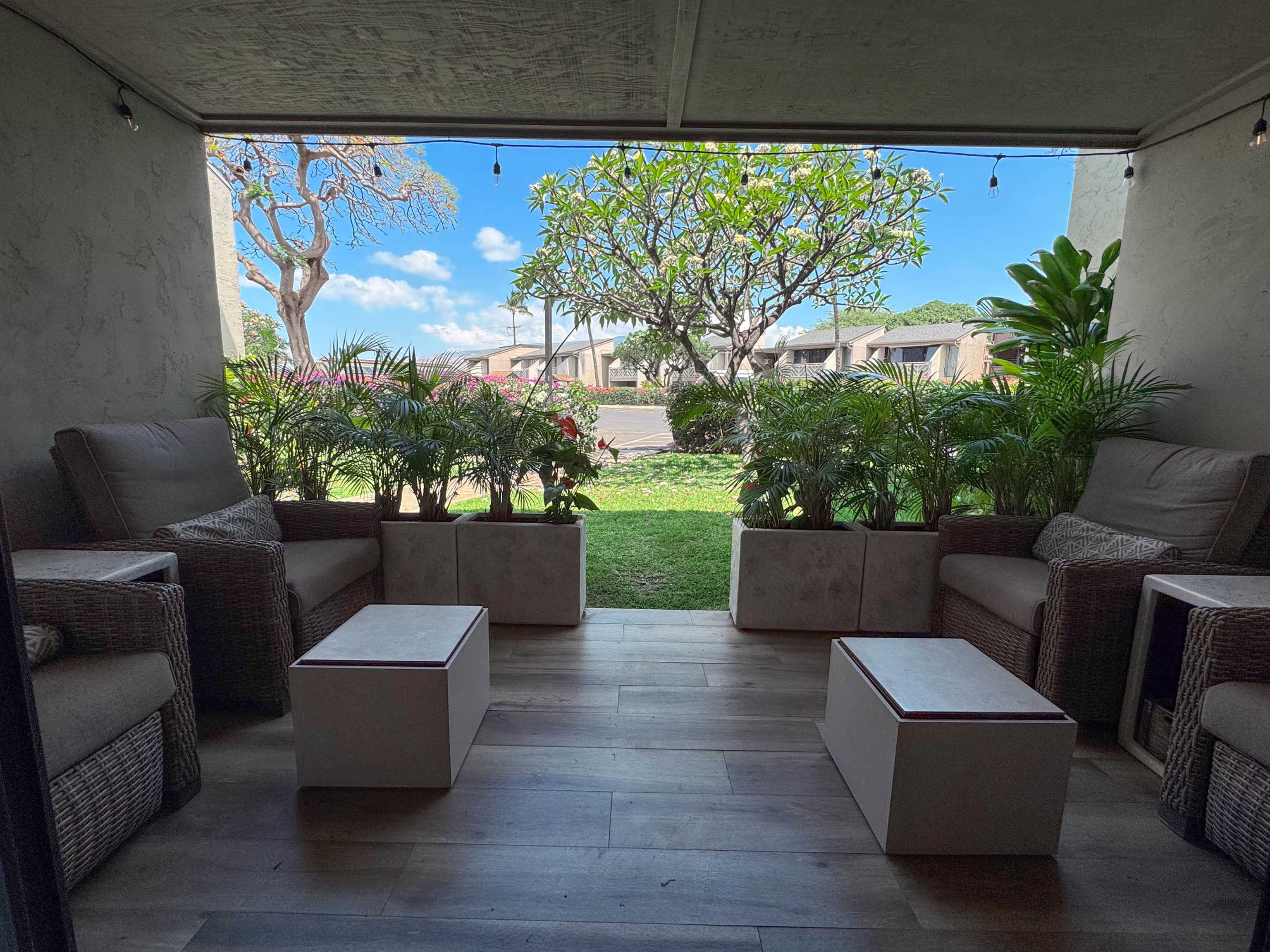 483 South Kihei Road, Unit 115 Kihei, HI 96753 - Photo 22 of 36 a living room with furniture and a potted plant